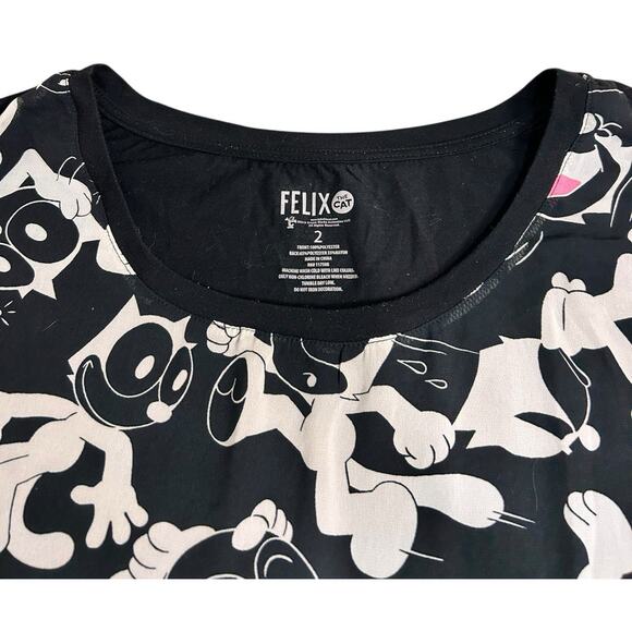 Felix The Cat Black White Sleeveless Blouse Sz 2X 18/20 2 Torrid Semi Sheer Top - Picture 3 of 7